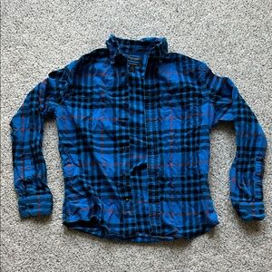 Banana Republic Blue and Black Checkered Shirt